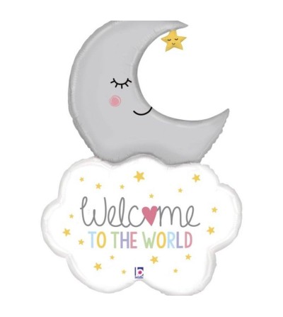 42″ Μπαλόνι Σύννεφο & Φεγγάρι “Welcome Baby