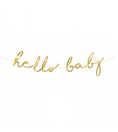 Διακοσμητικό μπάνερ χρυσό “Hello Baby” 70 εκ.