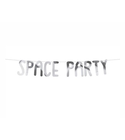 Διακοσμητικό μπάνερ ασημί “Space Party”