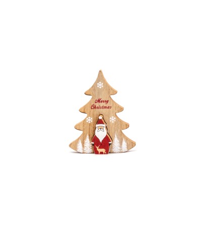 Ξύλινο επιτραπέζιο δέντρο με 'Αι-Βασίλη Merry Christmas