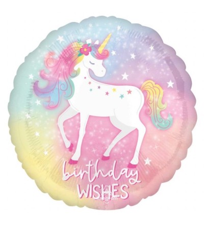 17″ Μπαλόνι μαγεμένος Μονόκερος ‘Birthday Wishes’